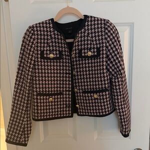 Ann Taylor Pink and Black Houndstooth Blazer